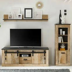 Ridgevalley Wohnwand Shutter I (3-teilig) - Eiche Dekor