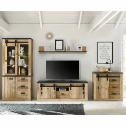 Ridgevalley Wohnwand Shutter IV (4-teilig) - Eiche Dekor