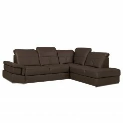 Loftscape Ecksofa Katamaran - Echtleder Maer: Dunkelbraun - Ottomane davorstehend rechts