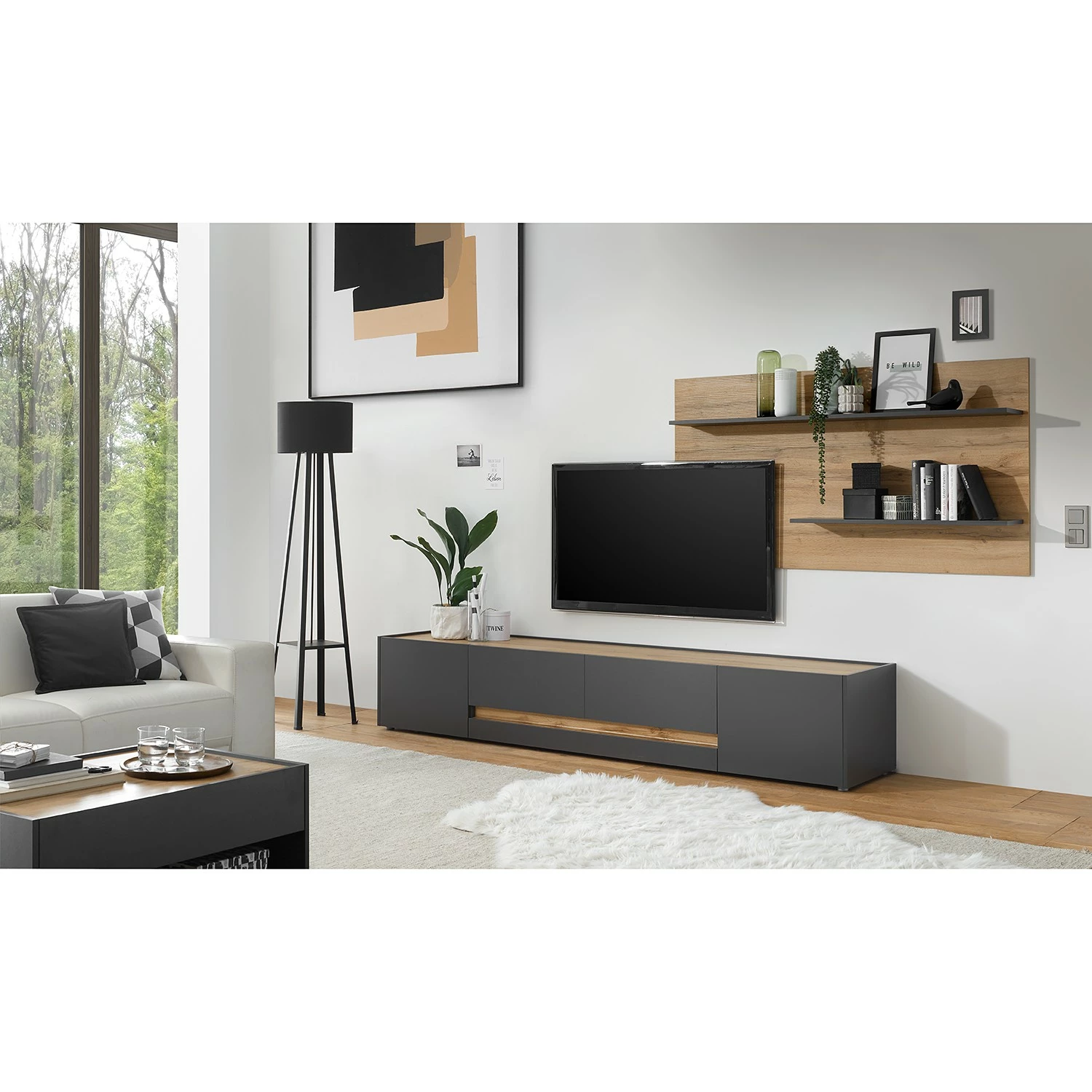 Norrwood Wohnkombination Olon II (2-teilig) - Anthrazit 2 Norrwood Wohnkombination Olon II (2-teilig) - Anthrazit – Bild 2