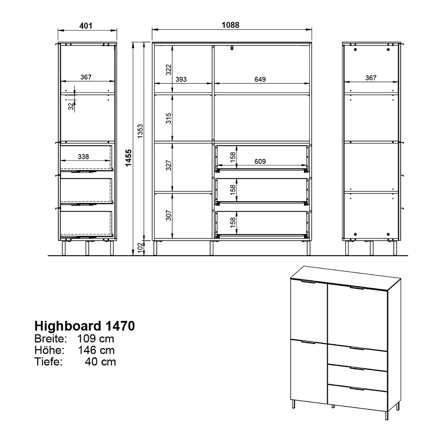 Germania Highboard California - Graphit 10 Germania Highboard California - Graphit – Bild 10