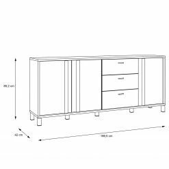 Red Living Sideboard Vallegrande II - Alpenkiefer Dekor / Schwarz -Wohnzimmermöbel boutique en ligne 1000356708 220603 500 SKETCH DETAILS P000000001000356708 sketch