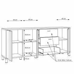 Red Living Sideboard Vallegrande II - Alpenkiefer Dekor / Schwarz -Wohnzimmermöbel boutique en ligne 1000356708 220603 501 SKETCH DETAILS P000000001000356708 sketch