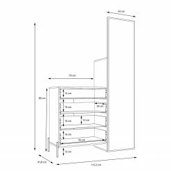 Loftscape Kompaktgarderobe Ozora - Hochglanz Weiß / Matt Weiß -Wohnzimmermöbel boutique en ligne 1000356710 220603 501 SKETCH DETAILS P000000001000356710 sketch