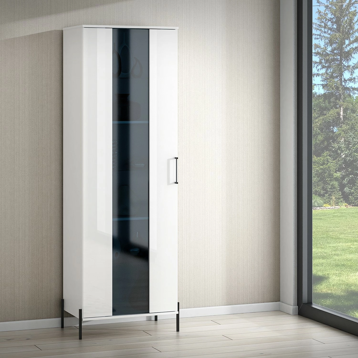 Loftscape Standvitrine Ozora - Hochglanz Weiß / Matt Weiß 2 Loftscape Standvitrine Ozora - Hochglanz Weiß / Matt Weiß – Bild 2