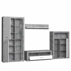 Loftscape Wohnwand Solidus Par (4-teilig) - Weiß / Beton Dekor -Wohnzimmermöbel boutique en ligne 1000356726 220603 031 DETAILS P000000001000356726