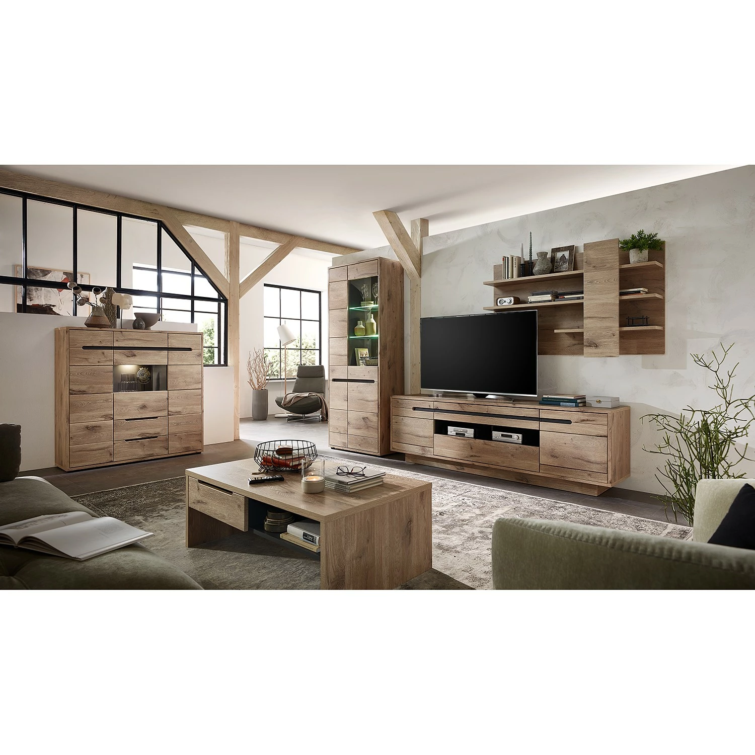 Loftscape Highboard Tallard - Inkl. Beleuchtung - Balkeneiche Dekor / Graphit 3 Loftscape Highboard Tallard - Inkl. Beleuchtung - Balkeneiche Dekor / Graphit – Bild 3