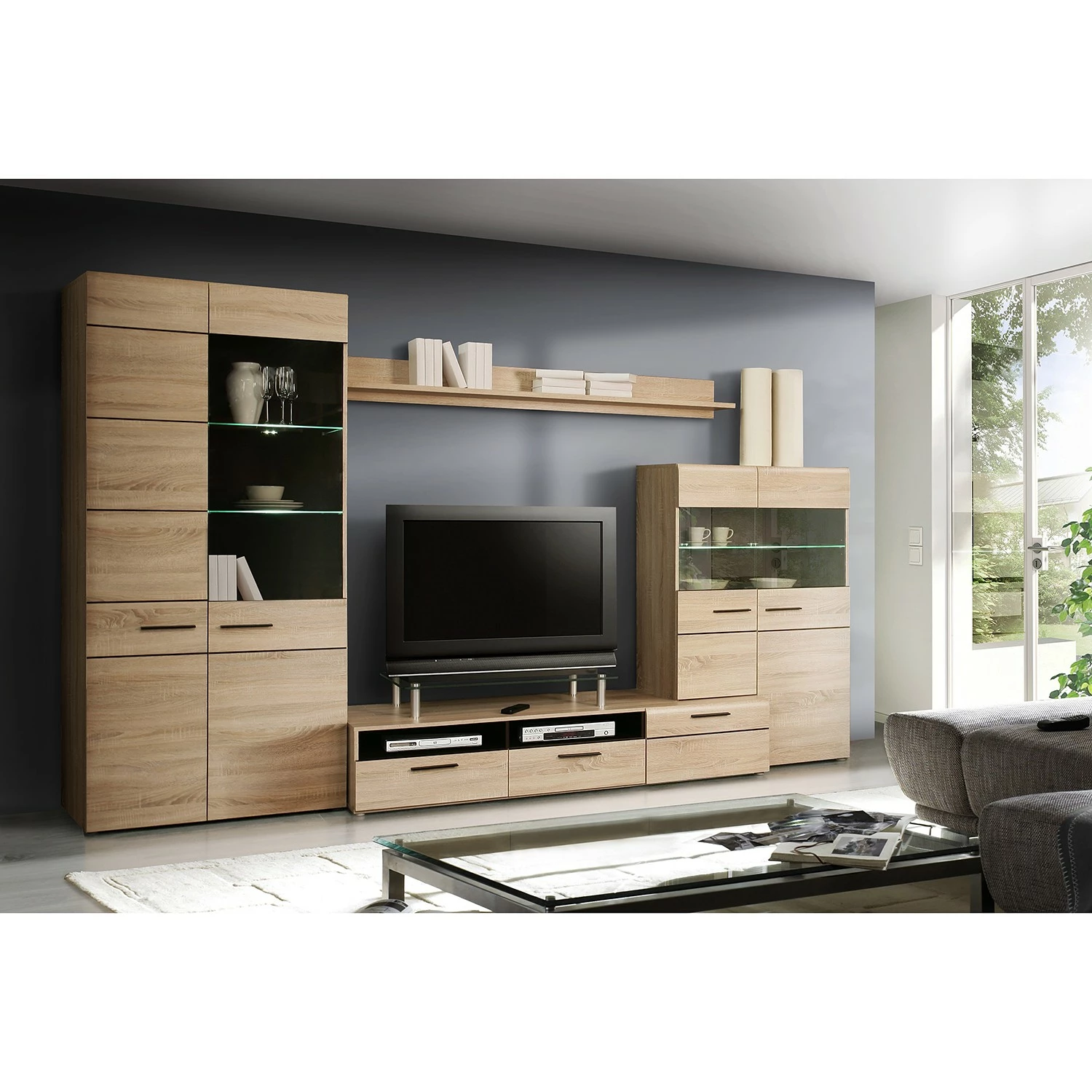 Loftscape Wohnwand Taradale (4-teilig) - Inkl. Beleuchtung - Eiche Sonoma Dekor 2 Loftscape Wohnwand Taradale (4-teilig) - Inkl. Beleuchtung - Eiche Sonoma Dekor – Bild 2