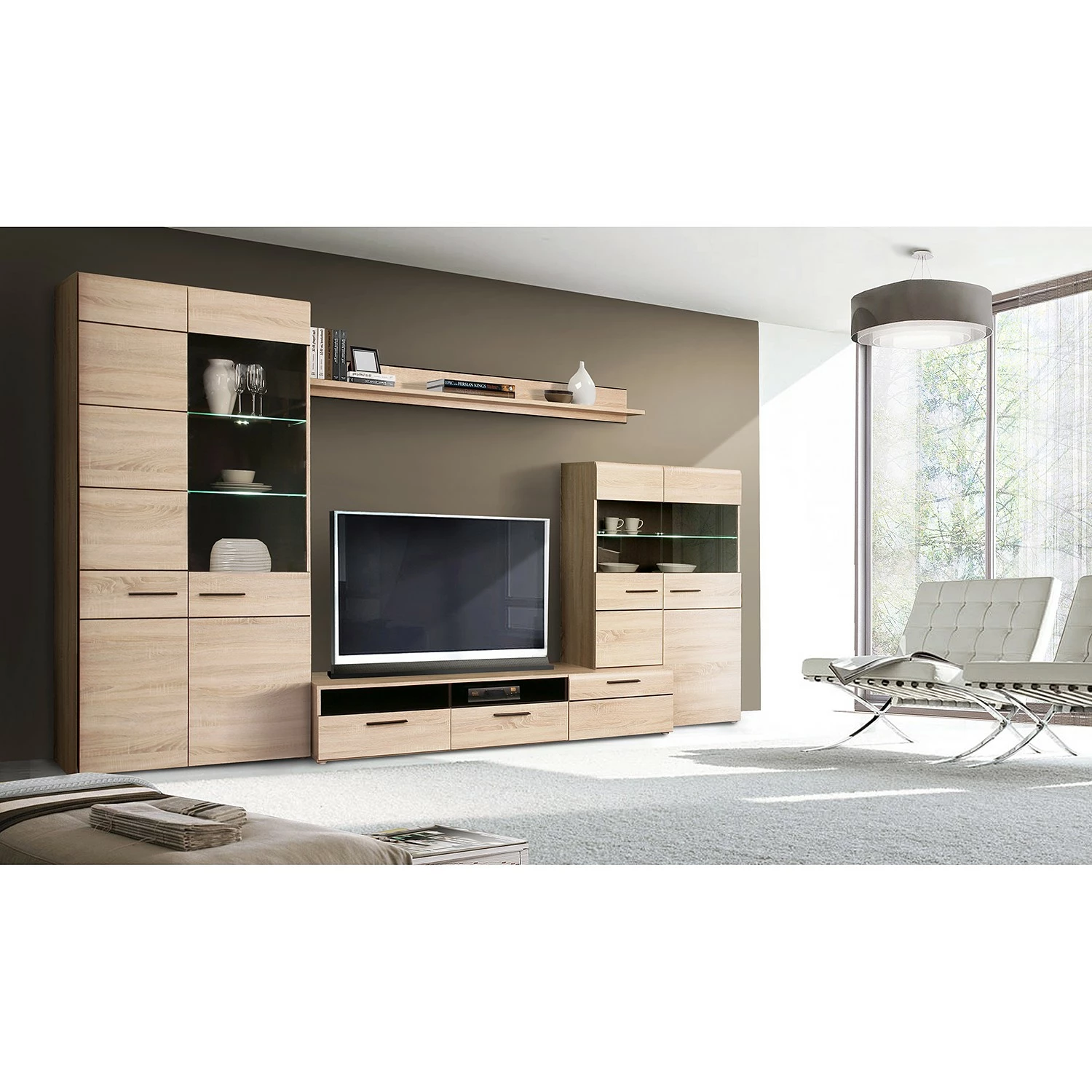 Loftscape Wohnwand Taradale (4-teilig) - Inkl. Beleuchtung - Eiche Sonoma Dekor 3 Loftscape Wohnwand Taradale (4-teilig) - Inkl. Beleuchtung - Eiche Sonoma Dekor – Bild 3