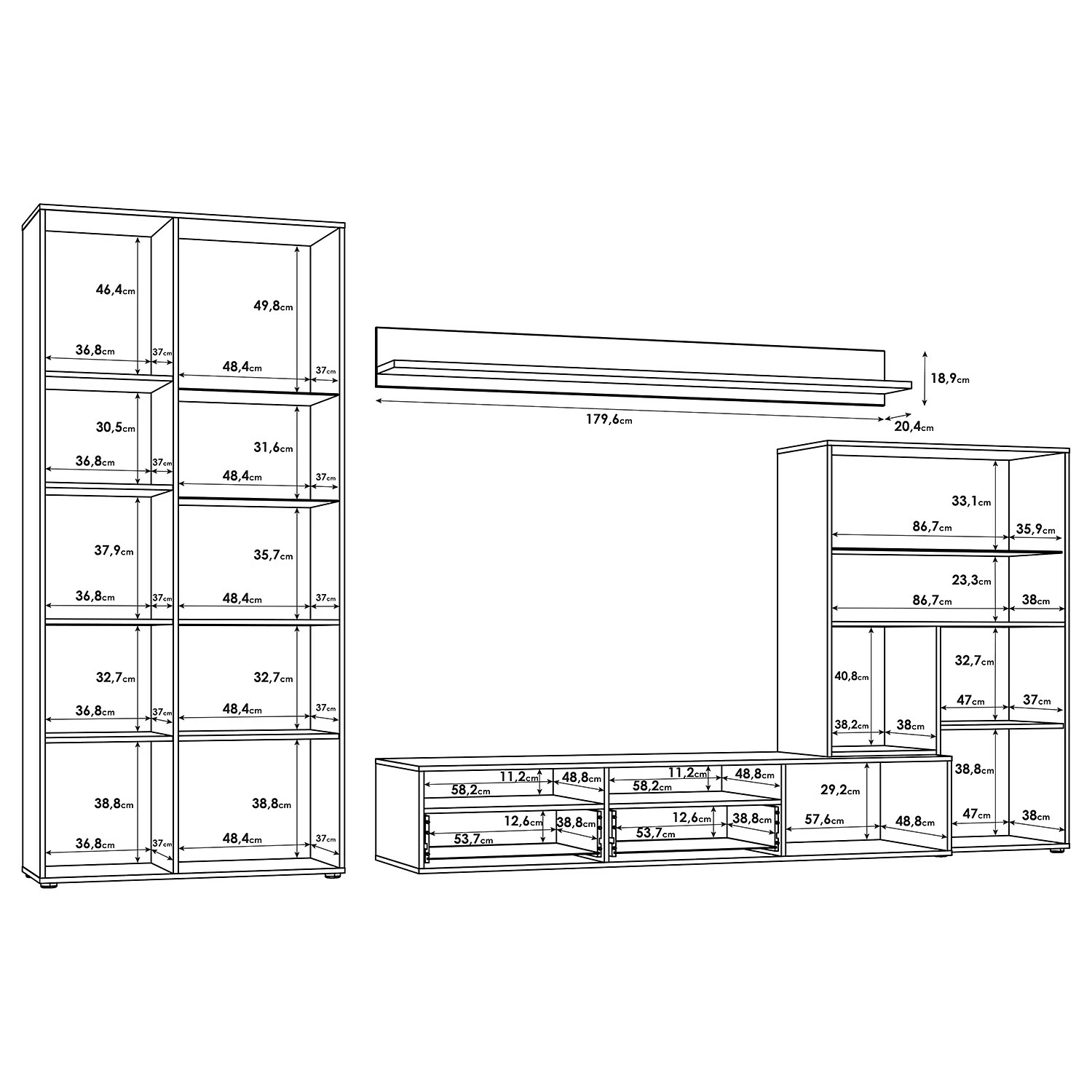 Loftscape Wohnwand Taradale (4-teilig) - Inkl. Beleuchtung - Eiche Sonoma Dekor 9 Loftscape Wohnwand Taradale (4-teilig) - Inkl. Beleuchtung - Eiche Sonoma Dekor – Bild 9
