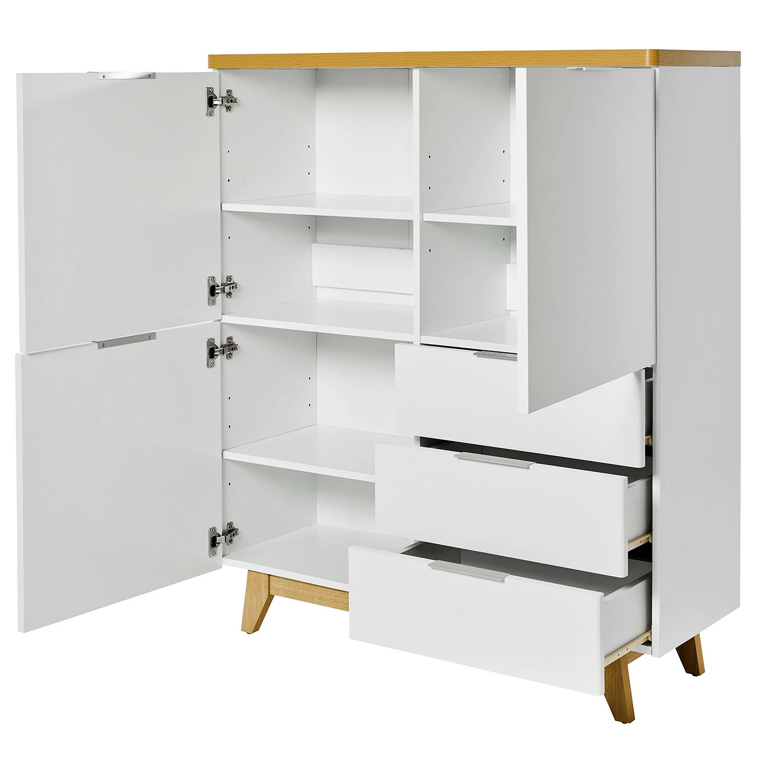 Jahnke Highboard Libre 110 - Kerneiche Dekor / Weiß 2 Jahnke Highboard Libre 110 - Kerneiche Dekor / Weiß – Bild 2