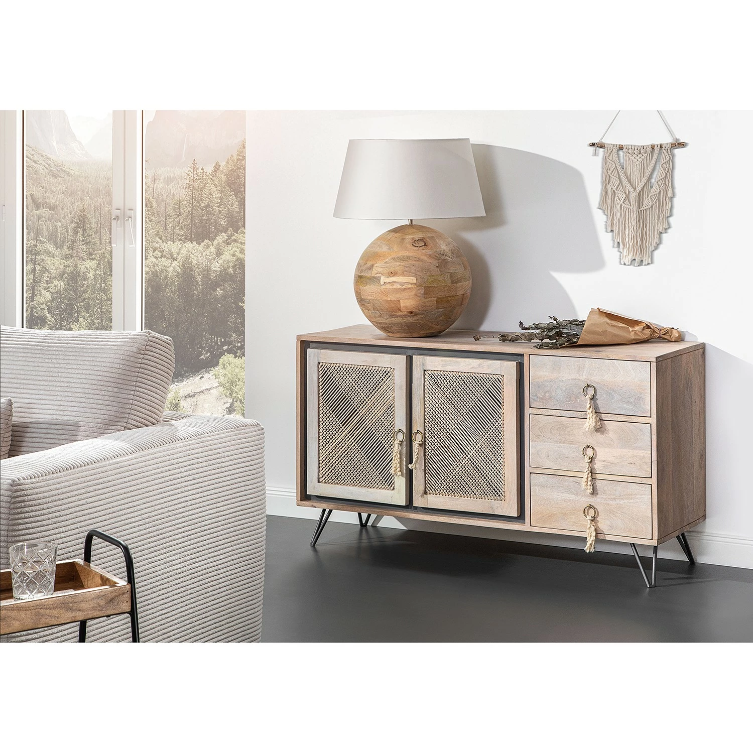 Ridgevalley Sideboard Lumby II - Mango massiv - Mango Hell / Grau 2 Ridgevalley Sideboard Lumby II - Mango massiv - Mango Hell / Grau – Bild 2