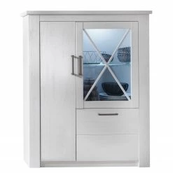 Trendteam Highboard Georgia - Pinie Weiß Dekor