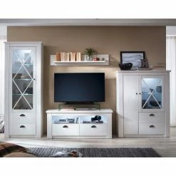 Trendteam Wohnwand Georgia (4-teilig) - Pinie Weiß Dekor