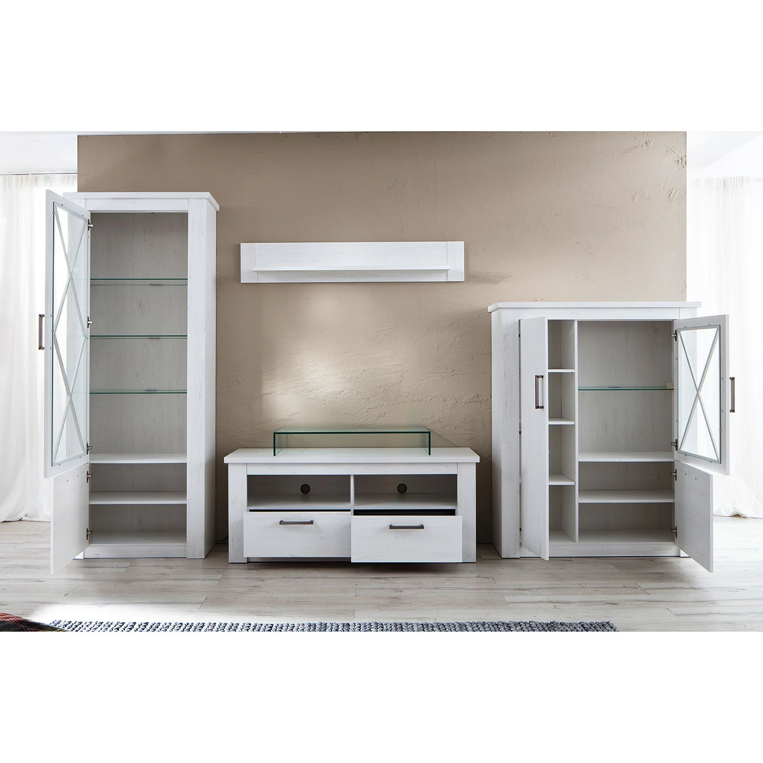 Trendteam Wohnwand Georgia (4-teilig) - Pinie Weiß Dekor 3 Trendteam Wohnwand Georgia (4-teilig) - Pinie Weiß Dekor – Bild 3