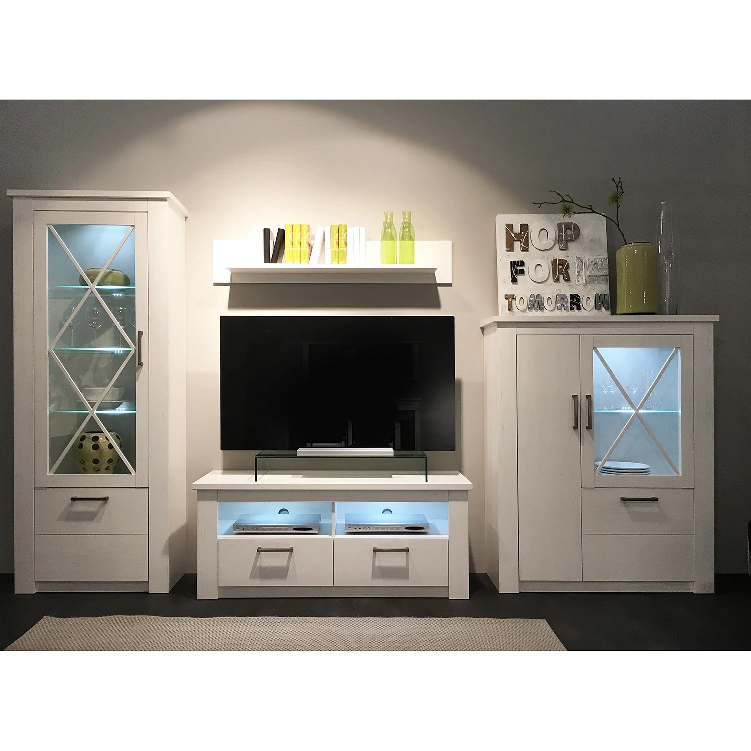 Trendteam Wohnwand Georgia (4-teilig) - Pinie Weiß Dekor 4 Trendteam Wohnwand Georgia (4-teilig) - Pinie Weiß Dekor – Bild 4