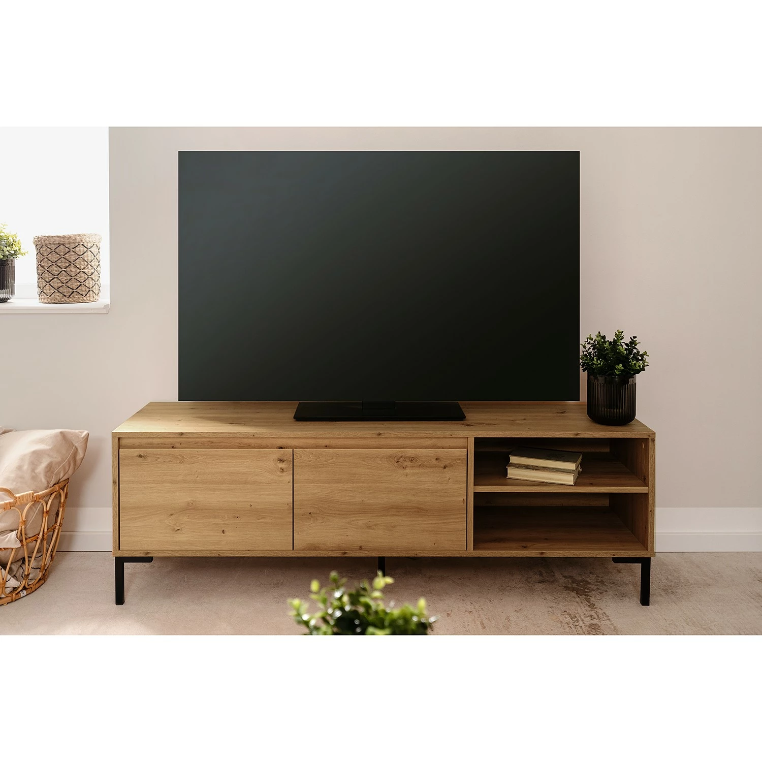 Loftscape TV-Lowboard Brochet - Eiche Dekor / Schwarz 2 Loftscape TV-Lowboard Brochet - Eiche Dekor / Schwarz – Bild 2