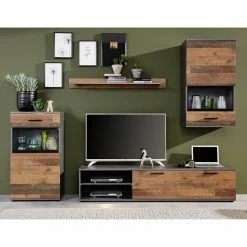 Trendteam Wohnwand Mango (4-teilig) - Altholz Dekor / Anthrazit