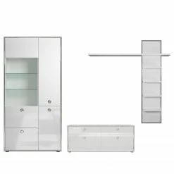 Trendteam Wohnwand Infinity I (3-teilig) - Hochglanz Weiß / Matt Weiß -Wohnzimmermöbel boutique en ligne 1000363626 220802 030 DETAILS P000000001000363626