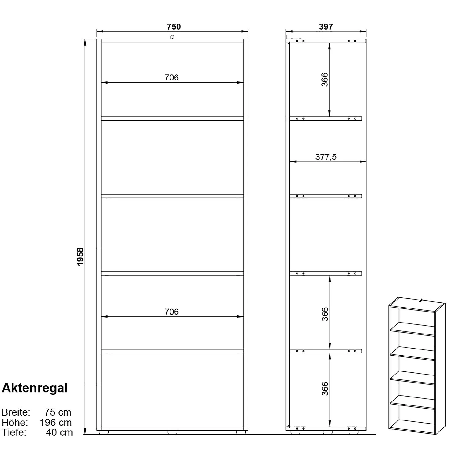 Germania Aktenregal GW-Pasadena II - Graphit / Weiß - Höhe: 196 cm 7 Germania Aktenregal GW-Pasadena II - Graphit / Weiß - Höhe: 196 cm – Bild 7