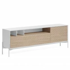 Norrwood TV-Lowboard Maredale II - Esche teilmassiv - Weiß / Esche