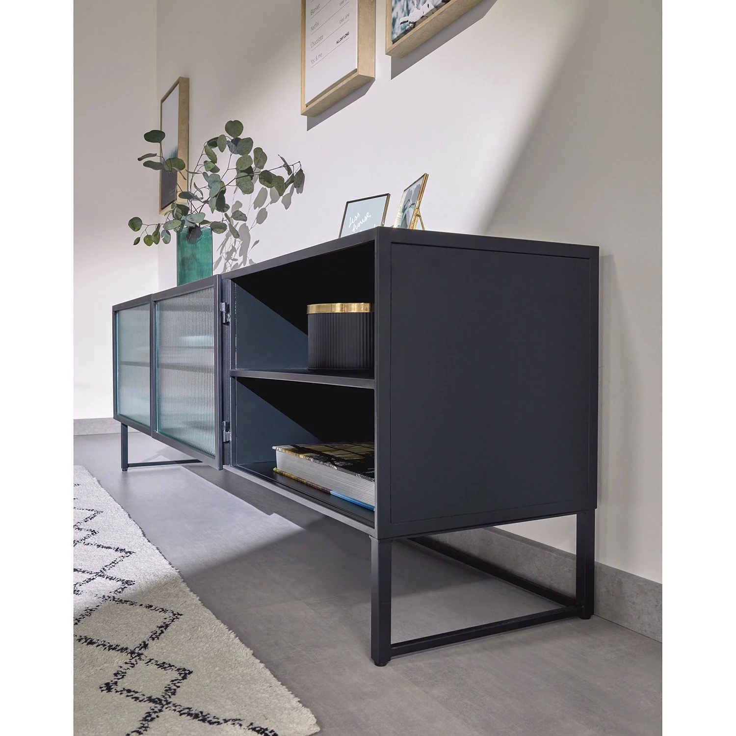 Loftscape TV-Lowboard Tete - Glas / Metall - Schwarz 3 Loftscape TV-Lowboard Tete - Glas / Metall - Schwarz – Bild 3