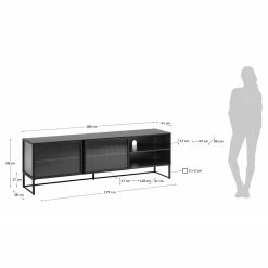 Loftscape TV-Lowboard Tete - Glas / Metall - Schwarz 23 Loftscape TV-Lowboard Tete - Glas / Metall - Schwarz -Wohnzimmermöbel boutique en ligne 1000363986 220714 500 SKETCH DETAILS P000000001000363986 sketch