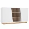 Loftscape Sideboard Camolin - Hochglanz Weiß / Eiche Dekor