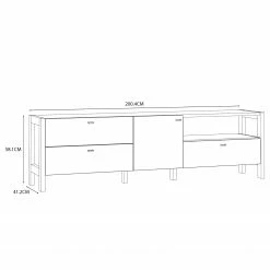 Loftscape TV-Lowboard Thurles - Eiche Sonoma Dekor / Weiß -Wohnzimmermöbel boutique en ligne 1000364899 220722 500 SKETCH DETAILS P000000001000364899 sketch