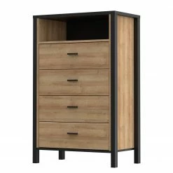 Red Living Kommode Kasala III - Eiche Riviera Dekor / Schwarz