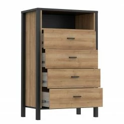 Red Living Kommode Kasala III - Eiche Riviera Dekor / Schwarz -Wohnzimmermöbel boutique en ligne 1000364907 220722 031 DETAILS P000000001000364907