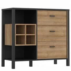 Red Living Kommode Kasala I - Eiche Riviera Dekor / Schwarz -Wohnzimmermöbel boutique en ligne 1000364913 220722 032 DETAILS P000000001000364913