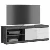 Loftscape TV-Lowboard Sarai II - Hochglanz Weiß / Eiche Grau Dekor
