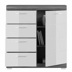 Loftscape Kommode Sarai II - Hochglanz Weiß / Eiche Grau Dekor -Wohnzimmermöbel boutique en ligne 1000365260 220728 035 DETAILS P000000001000365260