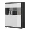 Loftscape Highboard Sarai - Hochglanz Weiß / Eiche Grau Dekor