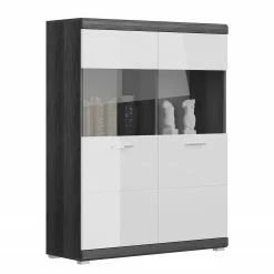 Loftscape Wohnwand Sarai I (4-teilig) - Hochglanz Weiß / Eiche Grau Dekor -Wohnzimmermöbel boutique en ligne 1000365274 220728 055 DETAILS P000000001000365274