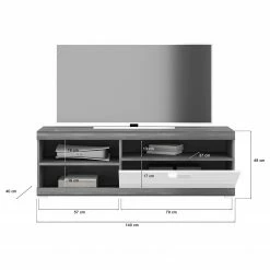 Loftscape Wohnwand Sarai I (4-teilig) - Hochglanz Weiß / Eiche Grau Dekor -Wohnzimmermöbel boutique en ligne 1000365274 220728 500 SKETCH DETAILS P000000001000365274 sketch