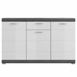 Loftscape Wohnwand Sarai III (4-teilig) - Hochglanz Weiß / Eiche Grau Dekor -Wohnzimmermöbel boutique en ligne 1000365275 220728 045 DETAILS P000000001000365275