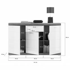 Loftscape Wohnwand Sarai III (4-teilig) - Hochglanz Weiß / Eiche Grau Dekor -Wohnzimmermöbel boutique en ligne 1000365275 220728 503 SKETCH DETAILS P000000001000365275 sketch