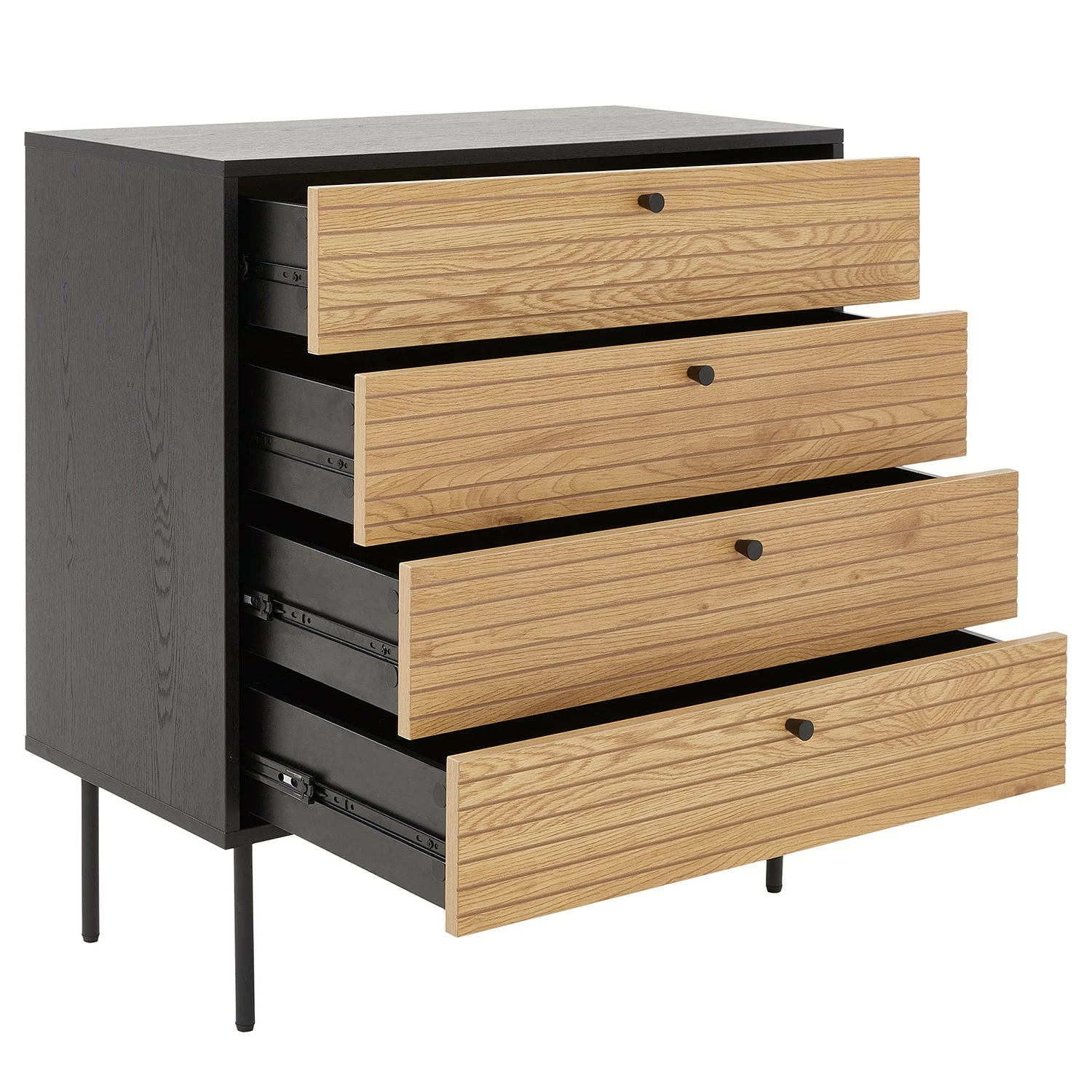 Butlers Kommode MODERNIST - Eichenfurnier / Aluminium - Schwarz / Natur 3 Butlers Kommode MODERNIST - Eichenfurnier / Aluminium - Schwarz / Natur – Bild 3