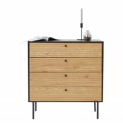 Butlers Kommode MODERNIST - Eichenfurnier / Aluminium - Schwarz / Natur 12 Butlers Kommode MODERNIST - Eichenfurnier / Aluminium - Schwarz / Natur -Wohnzimmermöbel boutique en ligne 1000365695 220728 040 DETAILS P000000001000365695