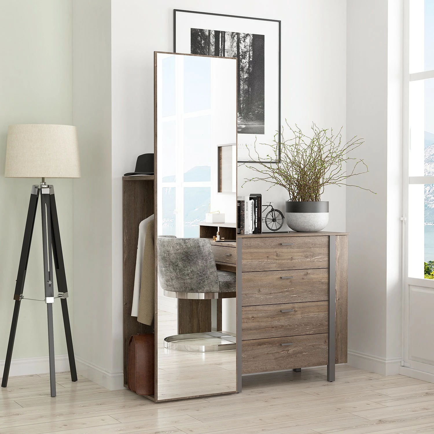 Loftscape Kommode Samtoge II - Amberg Eiche Dekor / Uni Wolfram Grau 2 Loftscape Kommode Samtoge II - Amberg Eiche Dekor / Uni Wolfram Grau – Bild 2