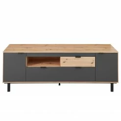 Fashion For Home Wohnwand Leox I (4-teilig) - Inkl. Beleuchtung - Graphit / Eiche Artisan Dekor -Wohnzimmermöbel boutique en ligne 1000366292 220816 060 DETAILS P000000001000366292