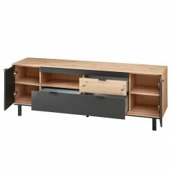 Fashion For Home Wohnwand Leox I (4-teilig) - Inkl. Beleuchtung - Graphit / Eiche Artisan Dekor -Wohnzimmermöbel boutique en ligne 1000366292 220816 065 DETAILS P000000001000366292