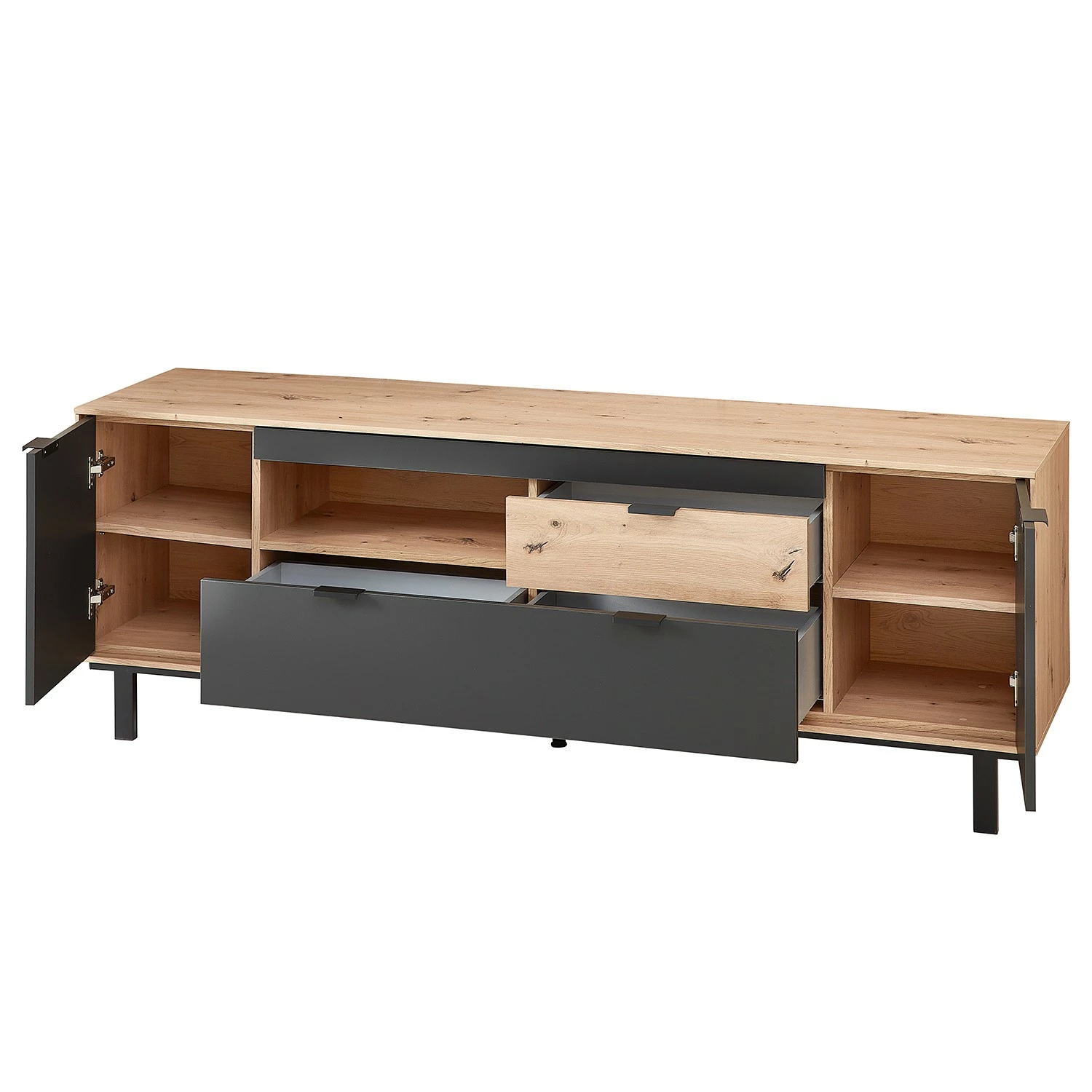 Fashion For Home Wohnwand Leox II (4-teilig) - Inkl. Beleuchtung - Graphit / Eiche Artisan Dekor 9 Fashion For Home Wohnwand Leox II (4-teilig) - Inkl. Beleuchtung - Graphit / Eiche Artisan Dekor – Bild 9