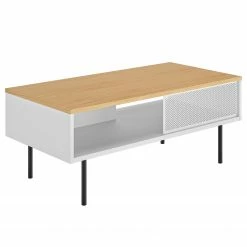 Temahome Couchtisch Radio - Echtholzfurnier - Weiß / Eiche