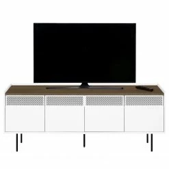 Temahome TV-Lowboard Radio - Echtholzfurnier - Weiß / Walnuss