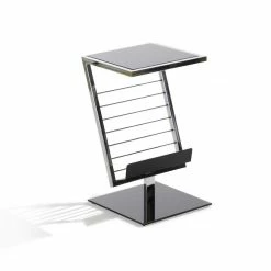 Home Design Beistelltisch Anka - Verchromter Vierkantstahl/Glas Schwarz lackiert -Wohnzimmermöbel boutique en ligne anka beistelltisch 1 1107101