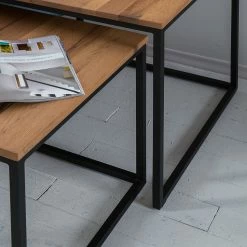 Ars manufacti Beistelltisch Candler (3-teilig) - Eiche massiv / Metall -Wohnzimmermöbel boutique en ligne beistelltisch candler 3 teilig eiche massiv metall eiche 4774896