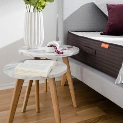 Mørteens Beistelltisch-Set Nilla II (2-teilig) - Marmor Weiß Dekor -Wohnzimmermöbel boutique en ligne beistelltisch set nilla ii 2 teilig eiche teilmassiv marmor weiss dekor 5155976